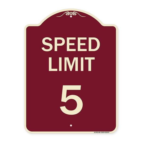 Speed Regulation Speed Limit 5 Mph Heavy-Gauge Aluminum Architectural Sign, 24" x 18", BU-1824-22876